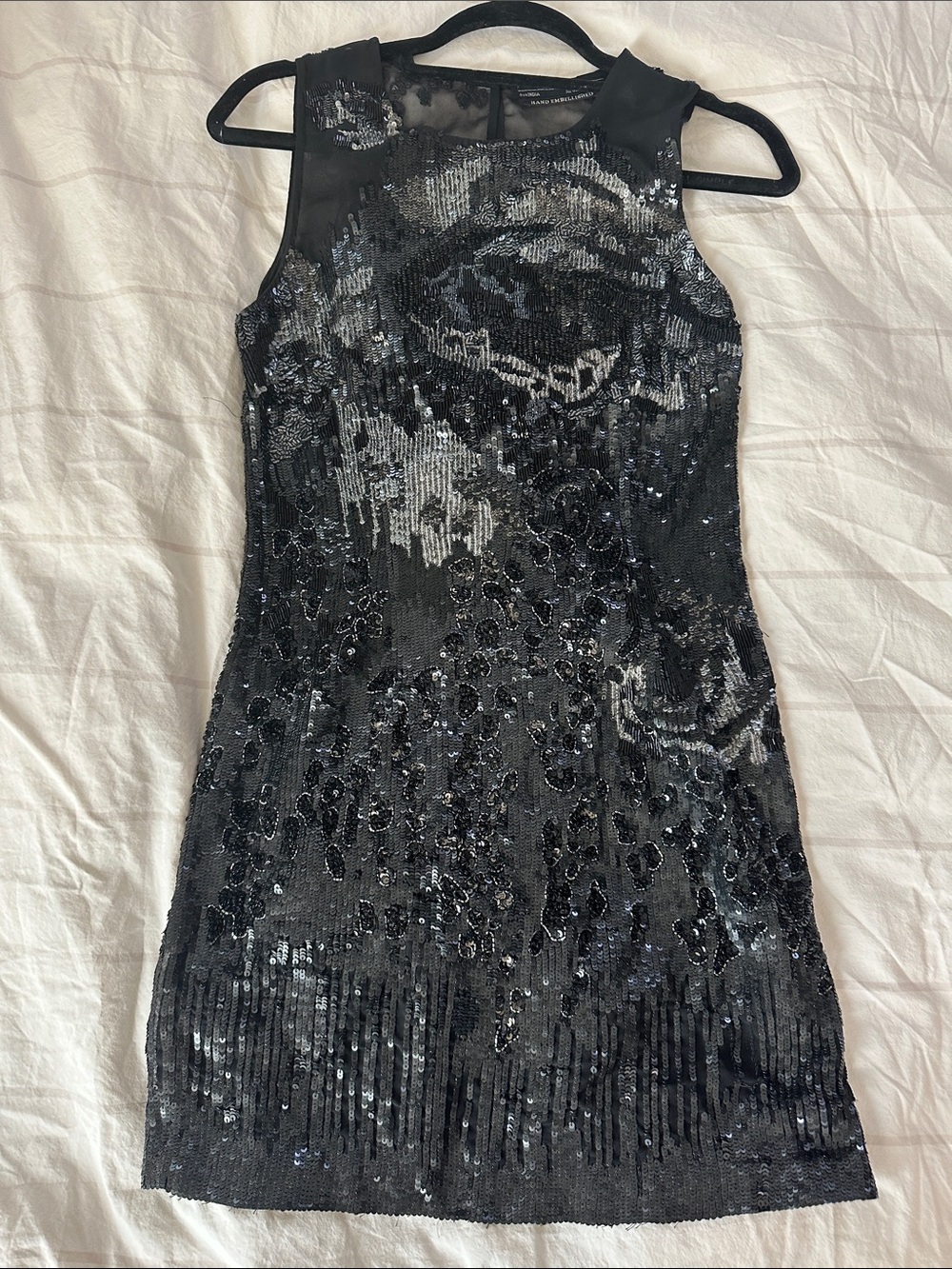 Vintage AllSaints Black Sequin Floral Mini Dress